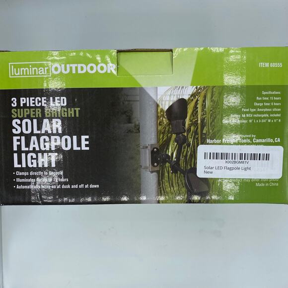 Luminar Outdoor 3 Piece LED Solar Flagpole Light Super Bright - Picture 3 of 4